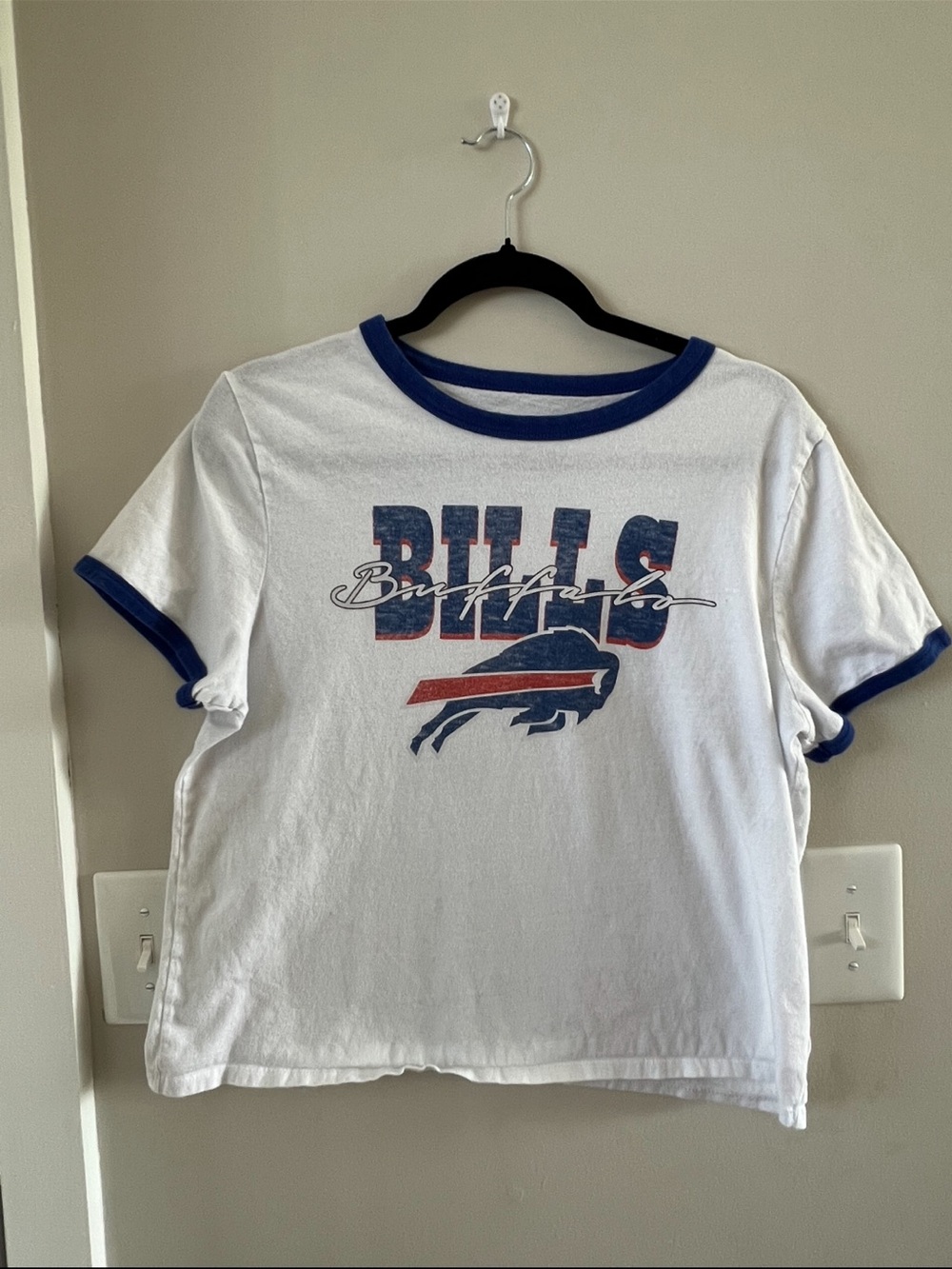 3/$15 Team Apparel White Ringer Tee with Buffalo Bills Logo